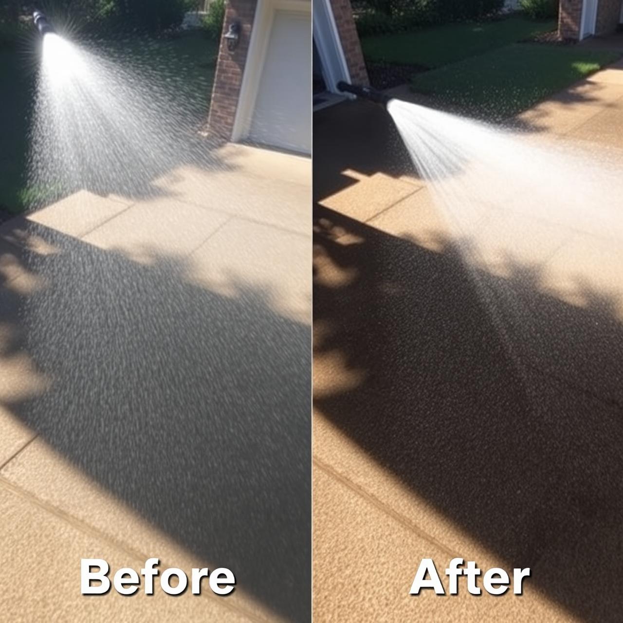 Clean driveway after pressure washing