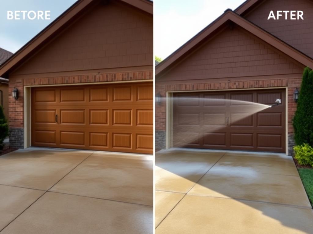 Garage door pressure washing